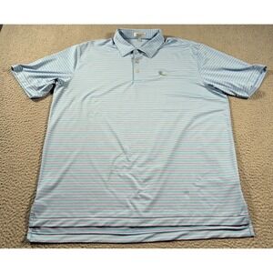 Peter Millar Summer Comfort Polo Shirt Liberty National Men XL Blue Striped Golf